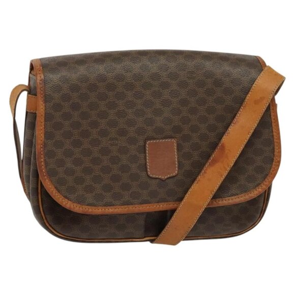 CELINE Handbags - Authentic CELINE Macadam Canvas Shoulder Bag PVC Leather Brown Gold